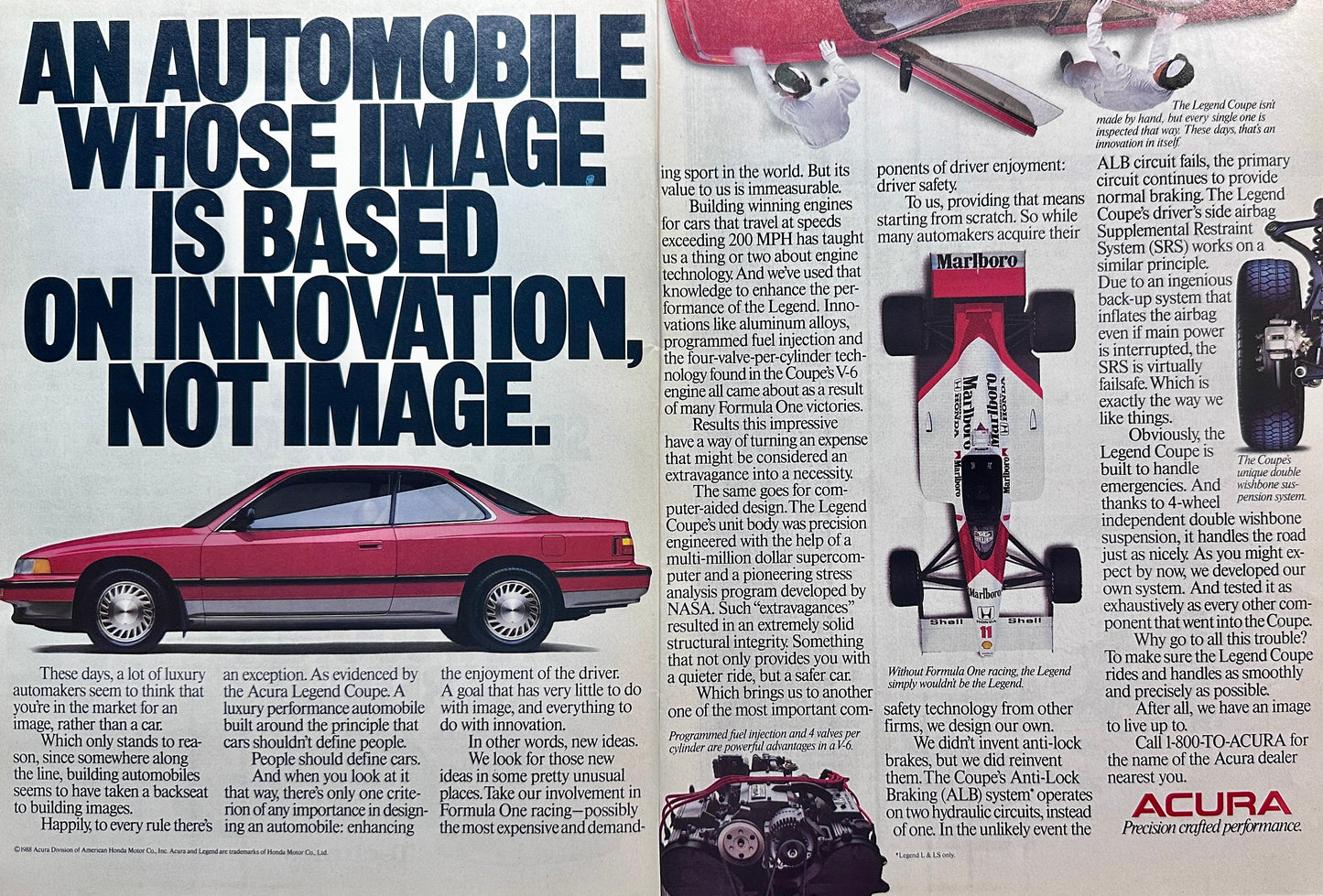 1989 Acura Legend 2- Page Magazine Ad - Based on Innovation Not Image