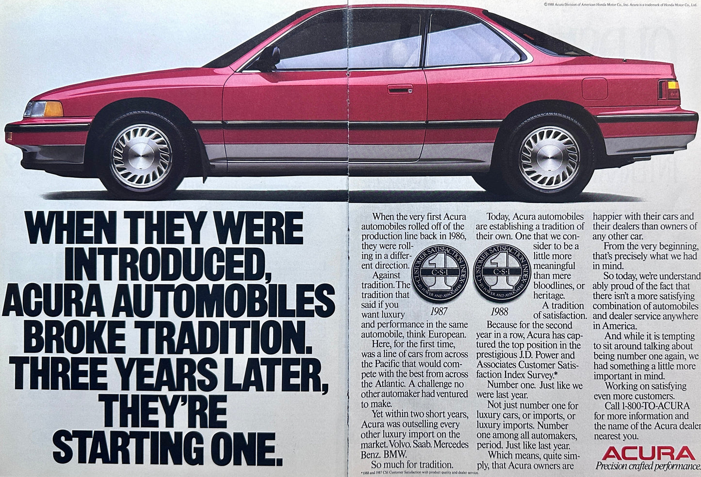 1989 Acura 2-Page Magazine Ad Starting a New Tradition - Integra?