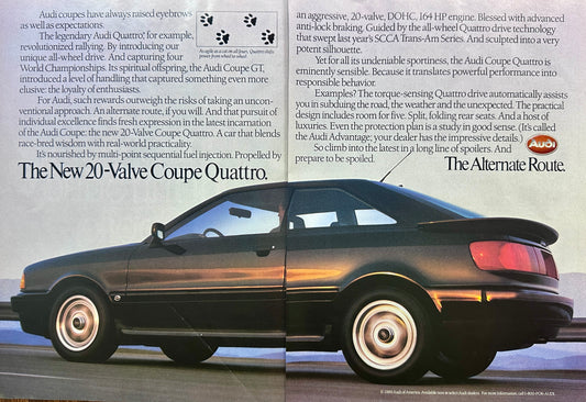 1989 3-Page Audi Quattro Vintage Ad - Introduces a Spoiler!