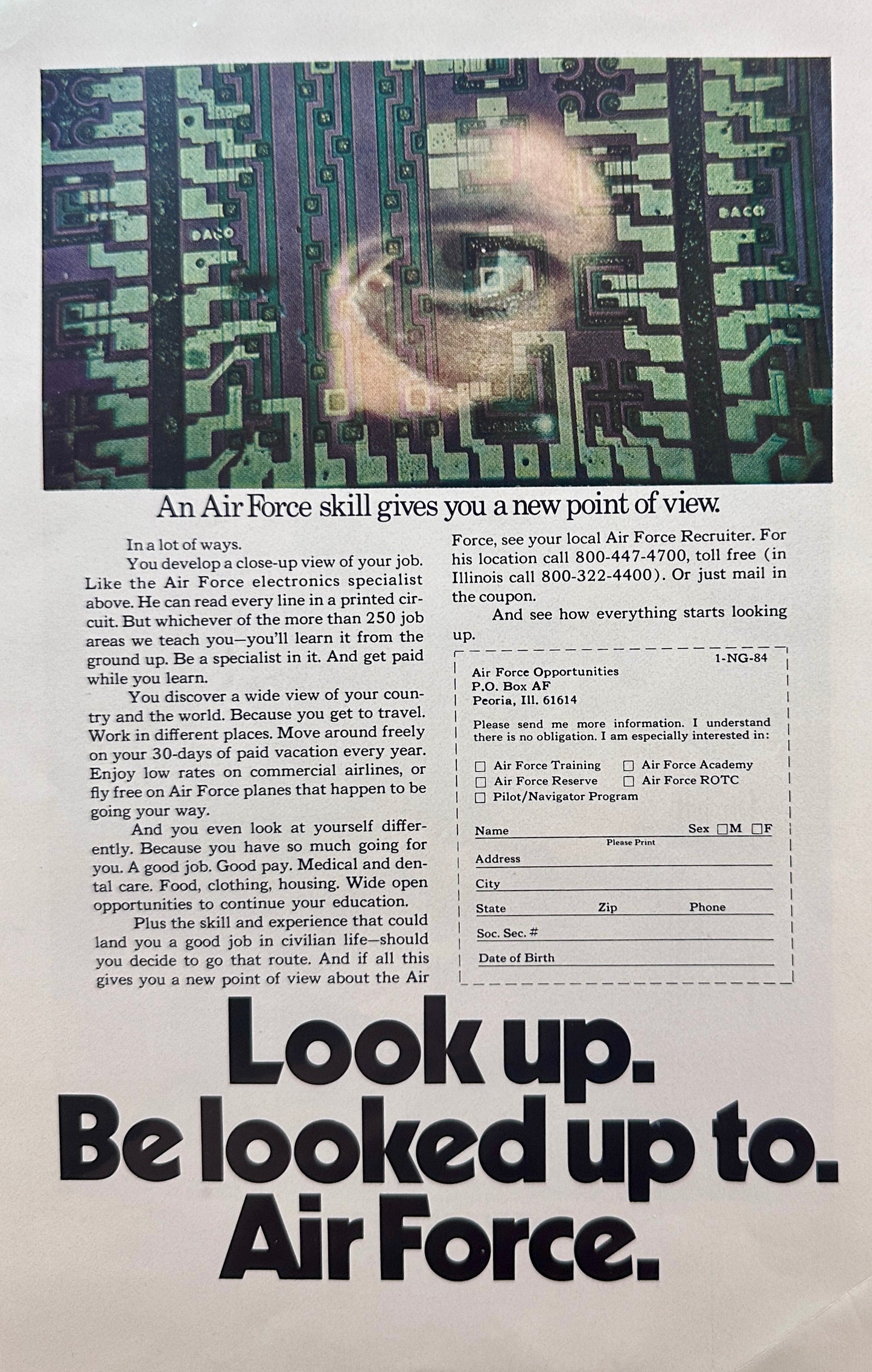 1974 - US Air Force Recruitment Ad - Look Up - Be Looked Up To