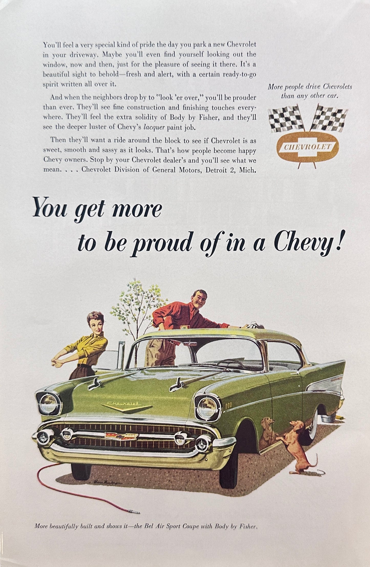 1957 US AIr Force Silver Wings & Chevrolet Chevy Bel Air Sport Coupe Vintage Ad