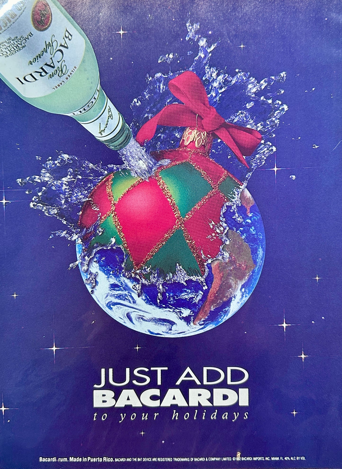 1992 Bacardi Puerto Rican White Run for Your Holidays - Vintage Ad