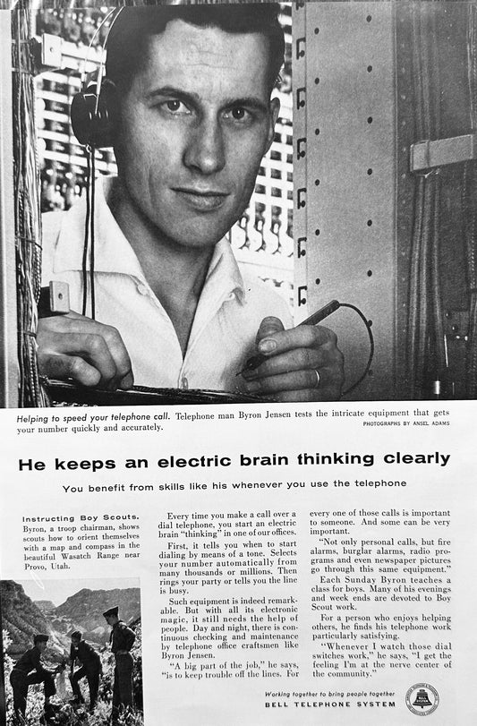 1957 Bell Telephone Systems Byron Jensen Test Technician At Work - Vintage Ad