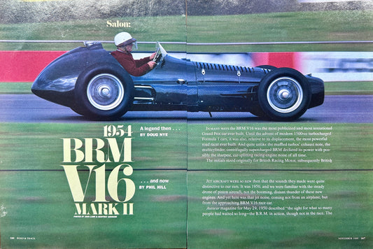 1989 Feature Magazine Article on 1954 BMW BRM V16 Vintage Racecar