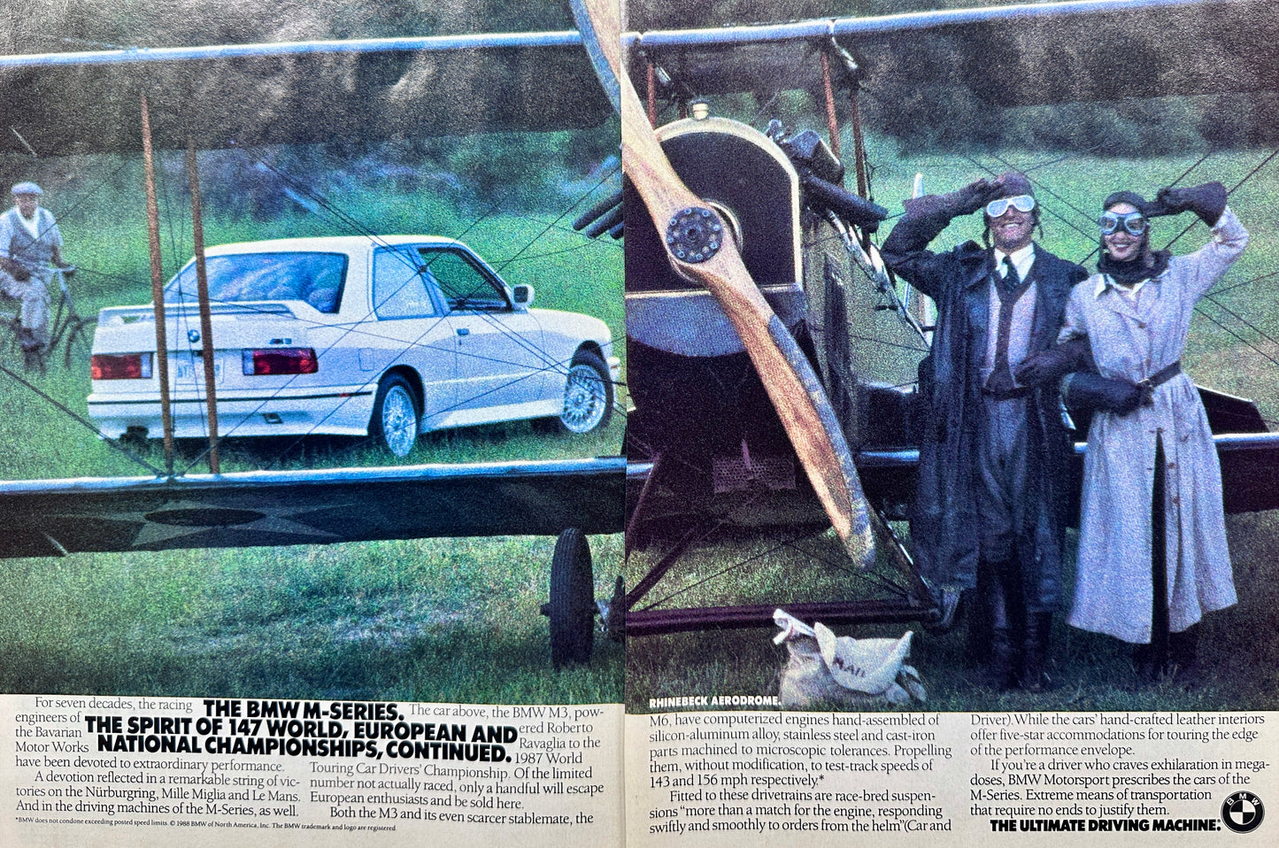 1988 BMW M3 - 2-Page Magazine Ad - Rhinebeck Aerodrome