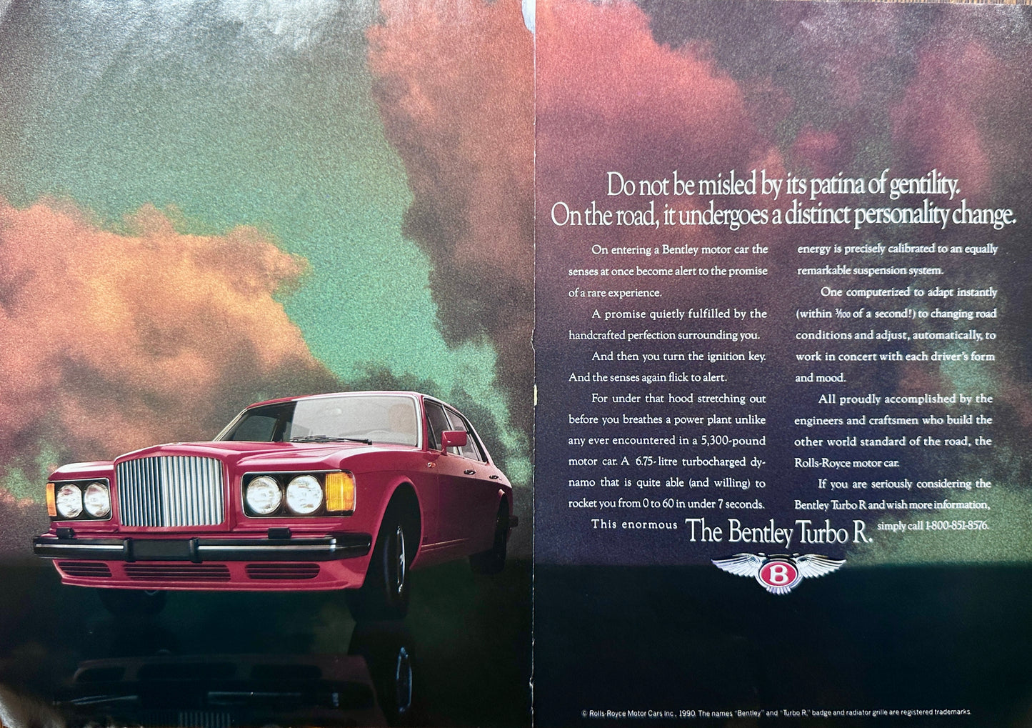 1990 Bentley Turbo R 2-page Vintage Ad - Patina of Gentility