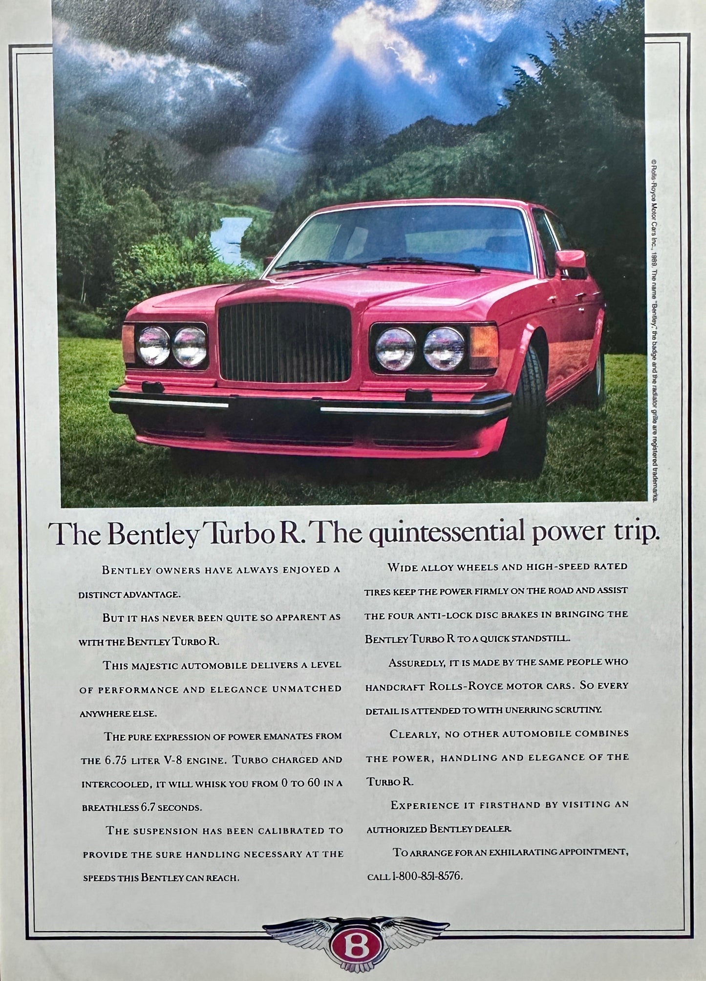 1988 - 1989 Red Bentley Turbo R - Power Trip - Vintage Ad