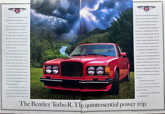 1988 - 1989 Red Bentley Turbo R - Power Trip - Vintage Ad