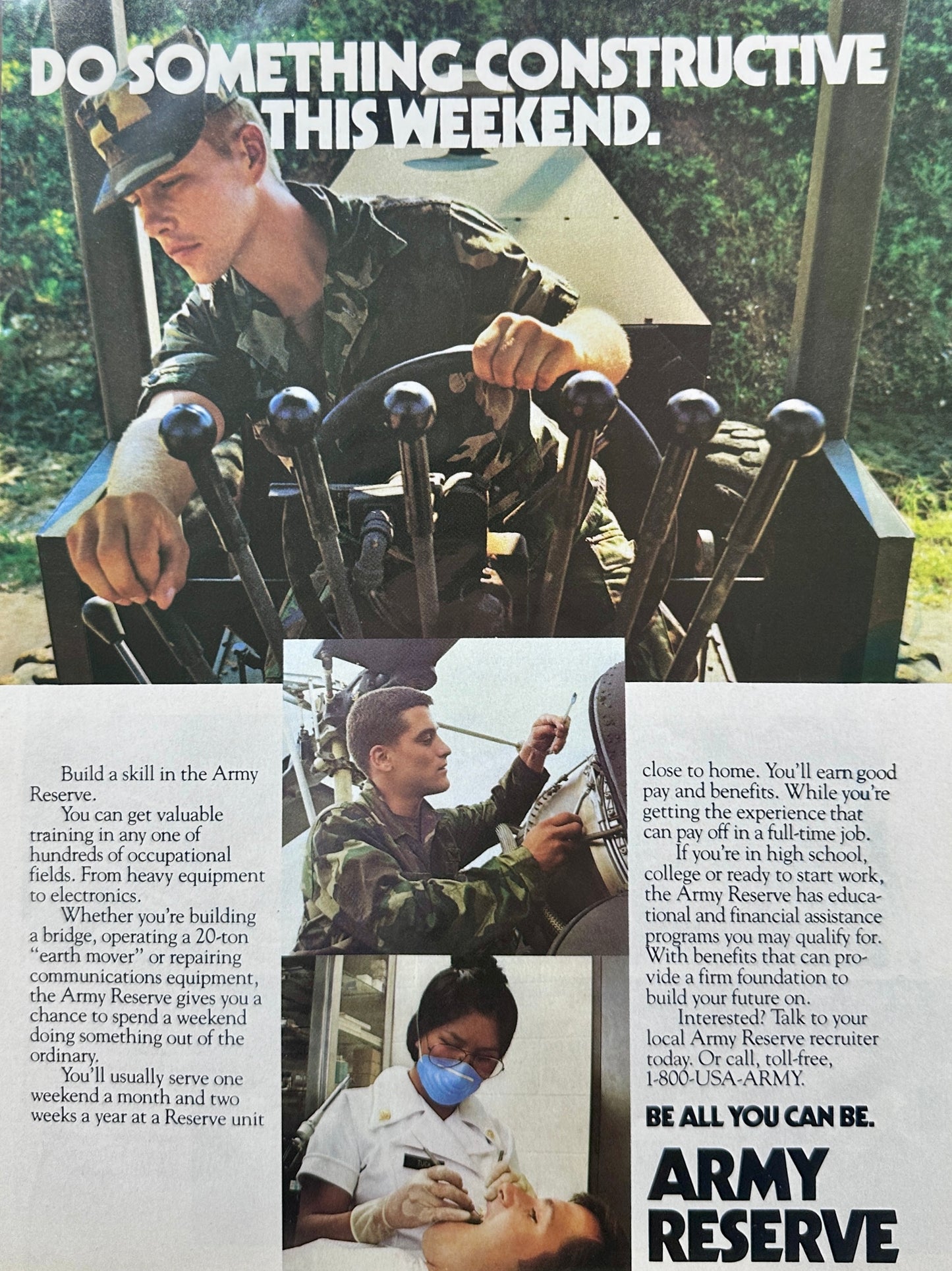 1988 US Army National Guard Recruitment Ad Something Constructive