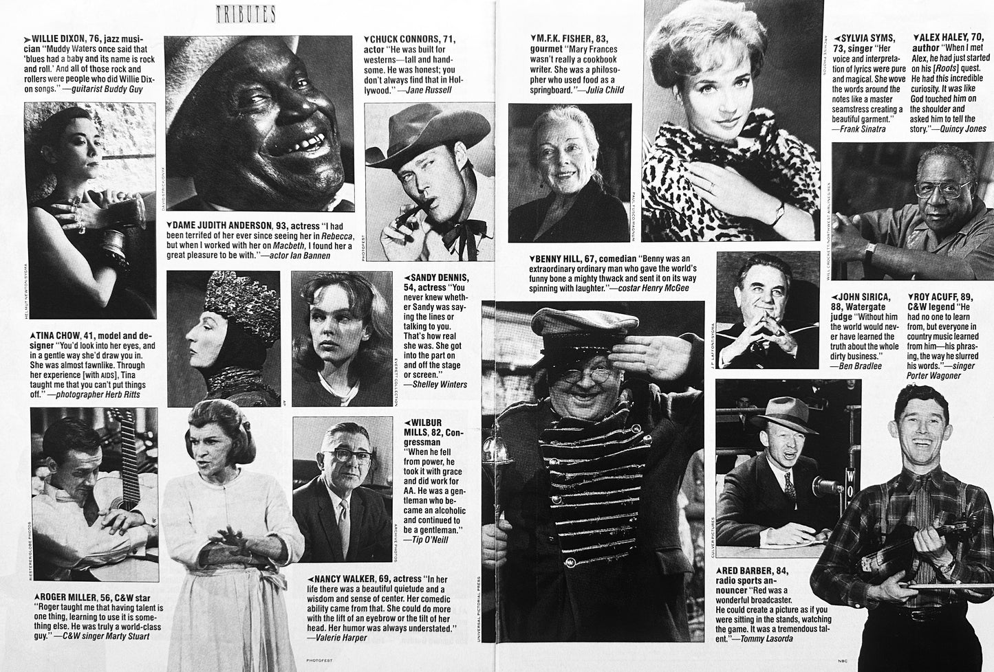 1993 Celebrity Tributes for Individuals Passing in 1992 4 - pages