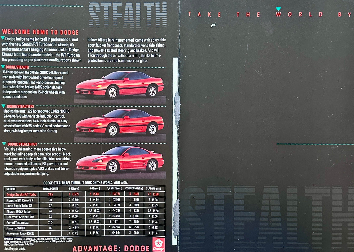 1990 Dodge Stealth - Amazing 4-Fold Magazine Heavyweight Insert