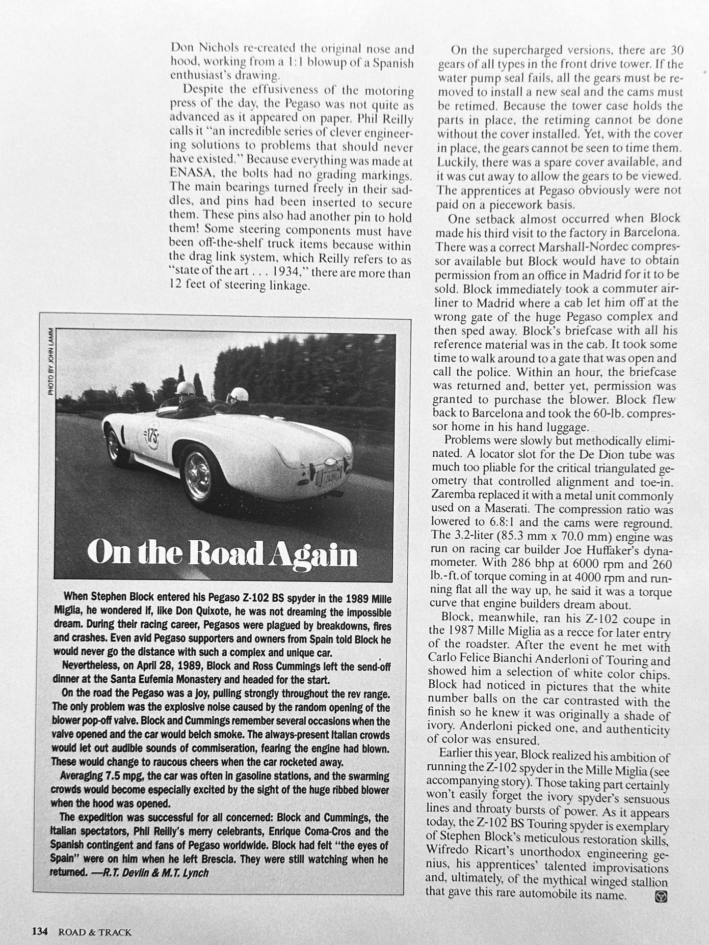 1989 Feature Article - 1953 Ferrari Pegaso Z-102 BS - Vintage