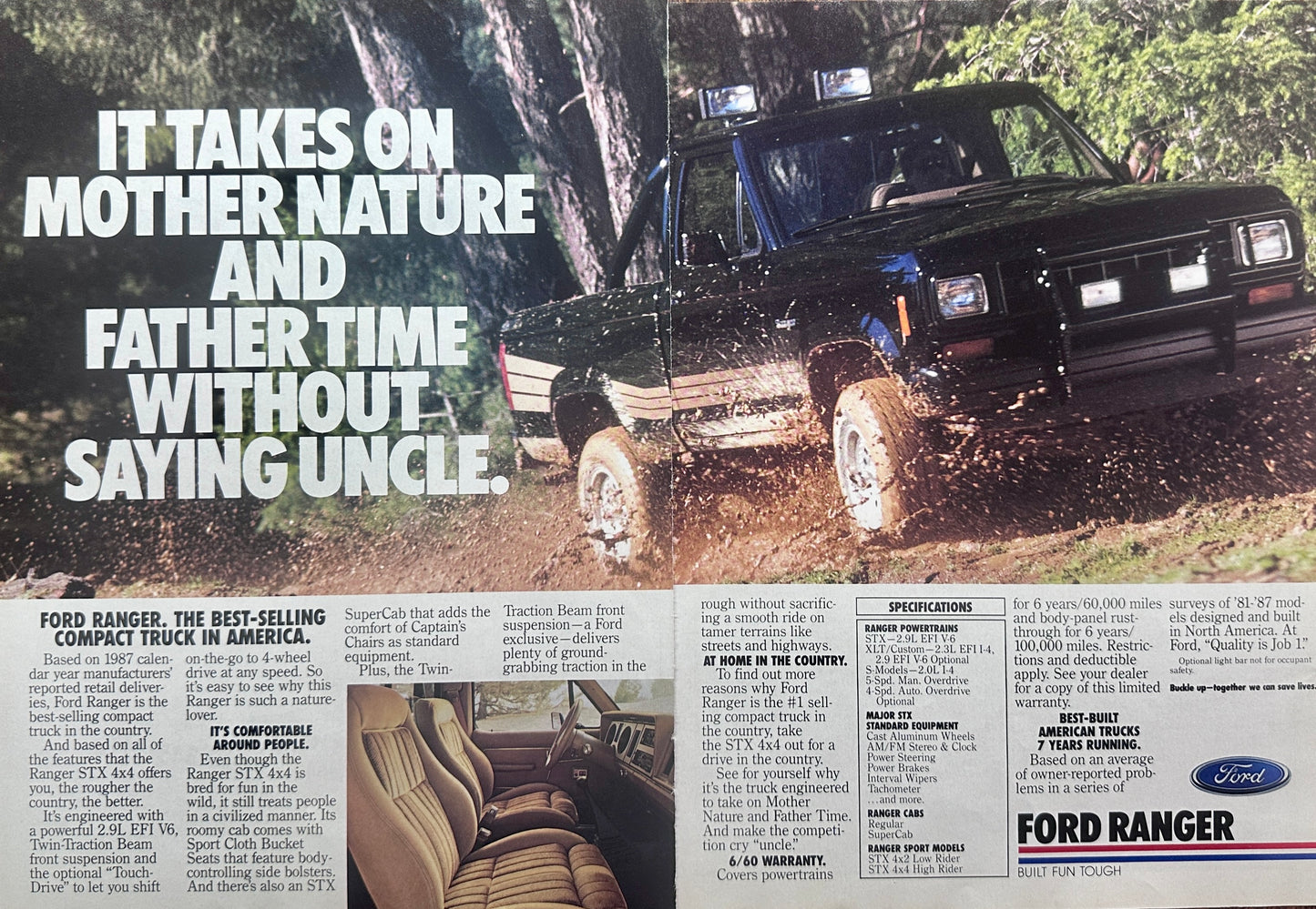 1988 Ford Ranger - Mother Nature & Father Time - Vintage 2-Page Ad