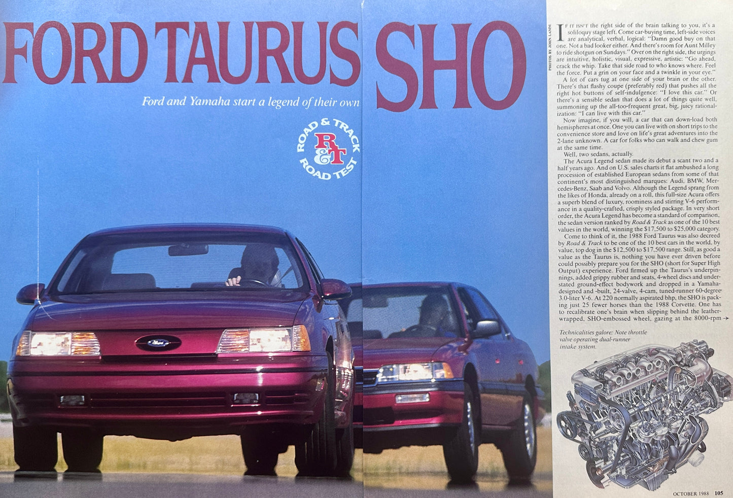 1988 Ford Taurus SHO (Super High Output) 2-page feature article