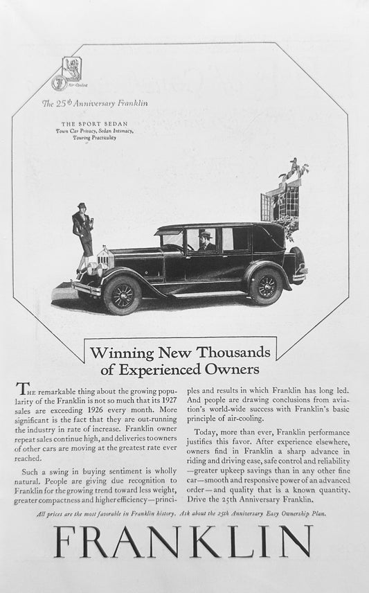 1927 Franklin Automobile - 25th Anniversary Edition -Vintage Ad #A336