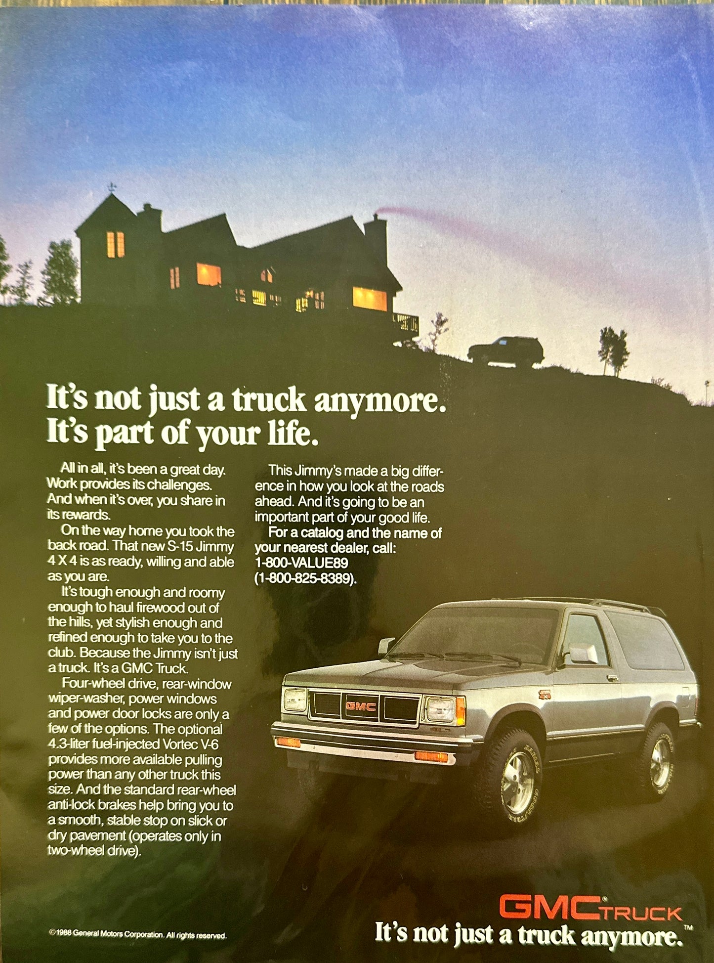 1988 GMC S-15 "Jimmy" SUV - Not Just a Truck Anymore - Vintage Ad