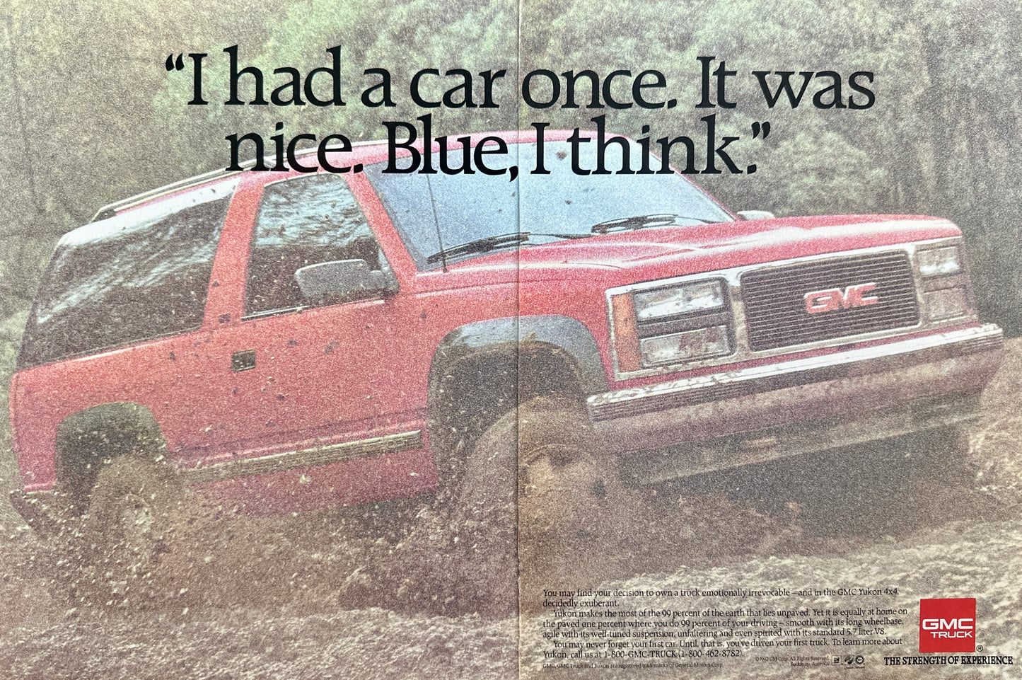 1993 GMC Yukon 4x4 SUV - I Had A Car Once - Vintage 2-Page Ad