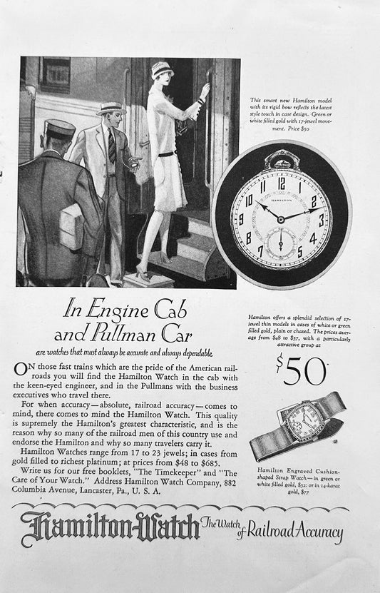 1927 Hamilton Watch & LaSalle Motorcar Period Ads N426