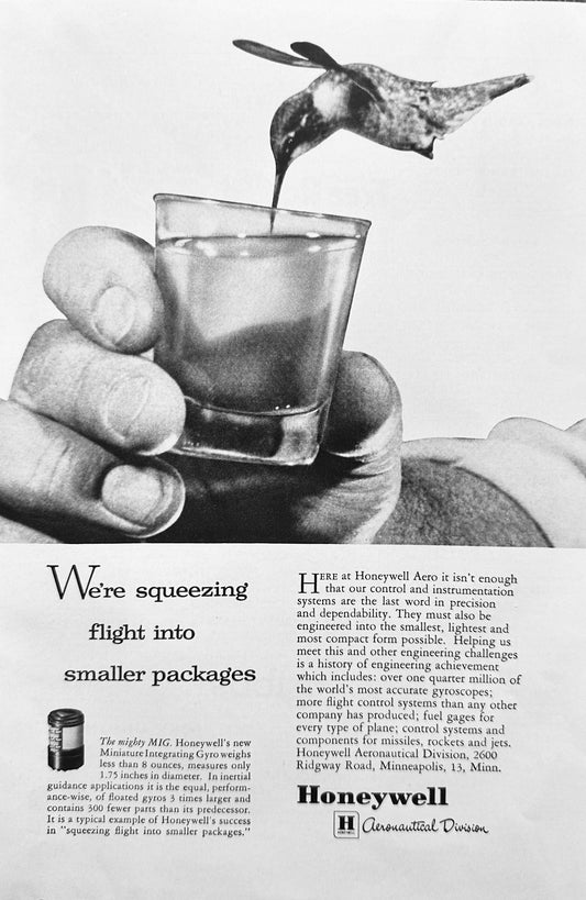 1957 Honeywell Aeronautical Division - Miniature Integrated Gyro - Vintage Ad