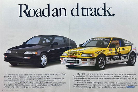 1990 2-Page Magazine Ad for Honda CRX Highway or Speedway Editions