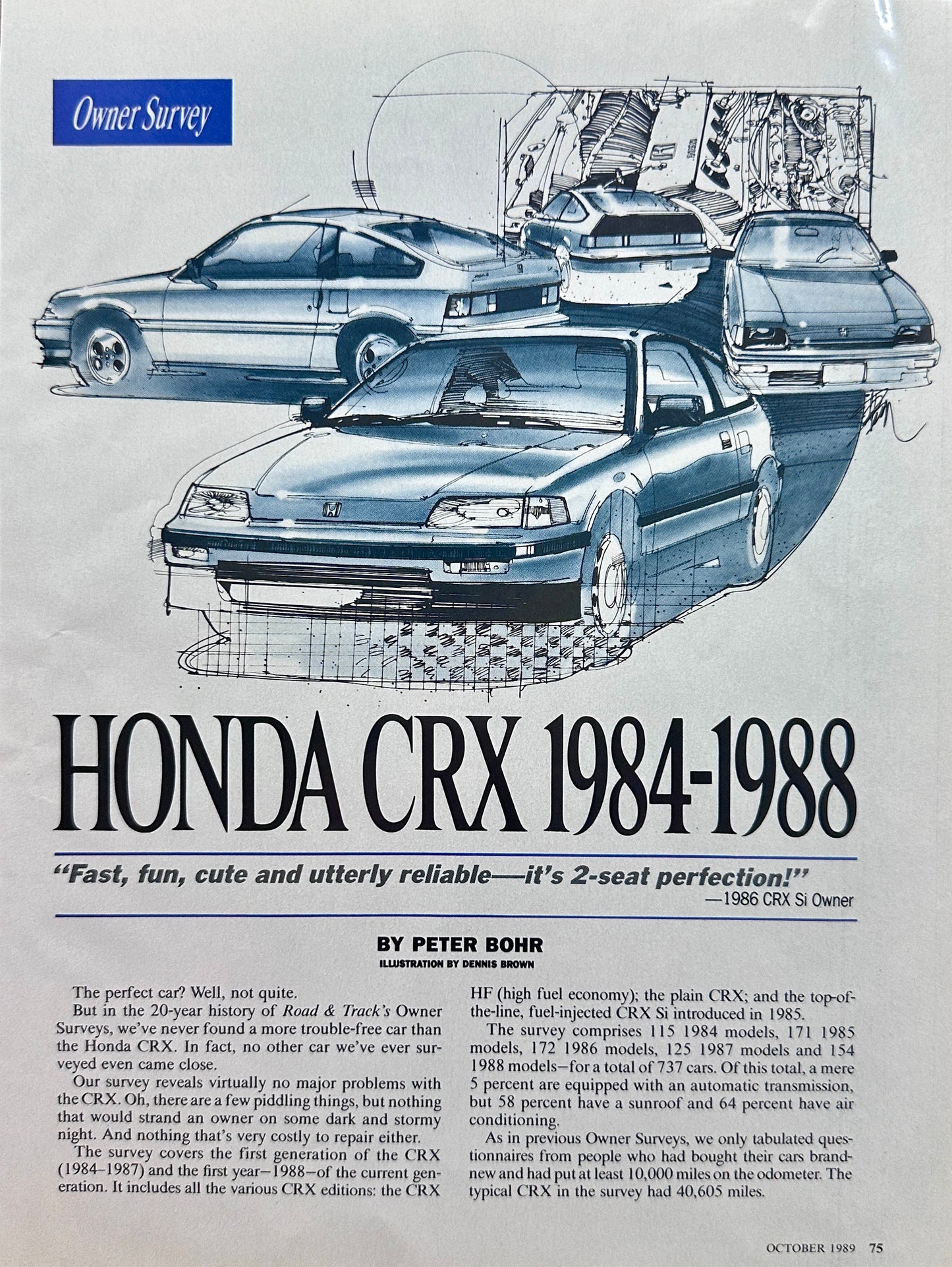 1989 Honda CRX - Owner Survey Road & Track Feature Article