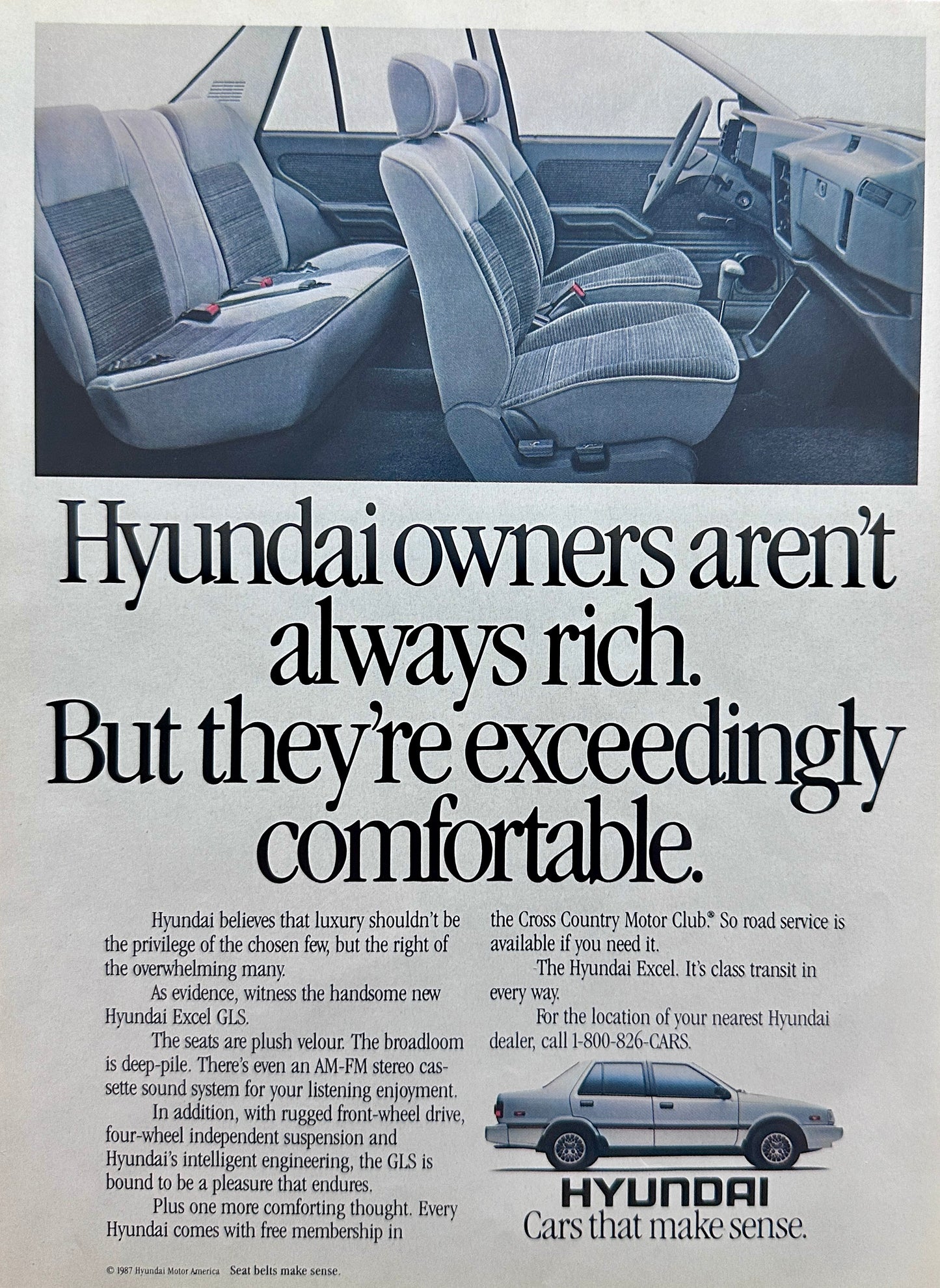 1988 Hyundai Excel GLS - Comfortable Interior - Vintage Ad