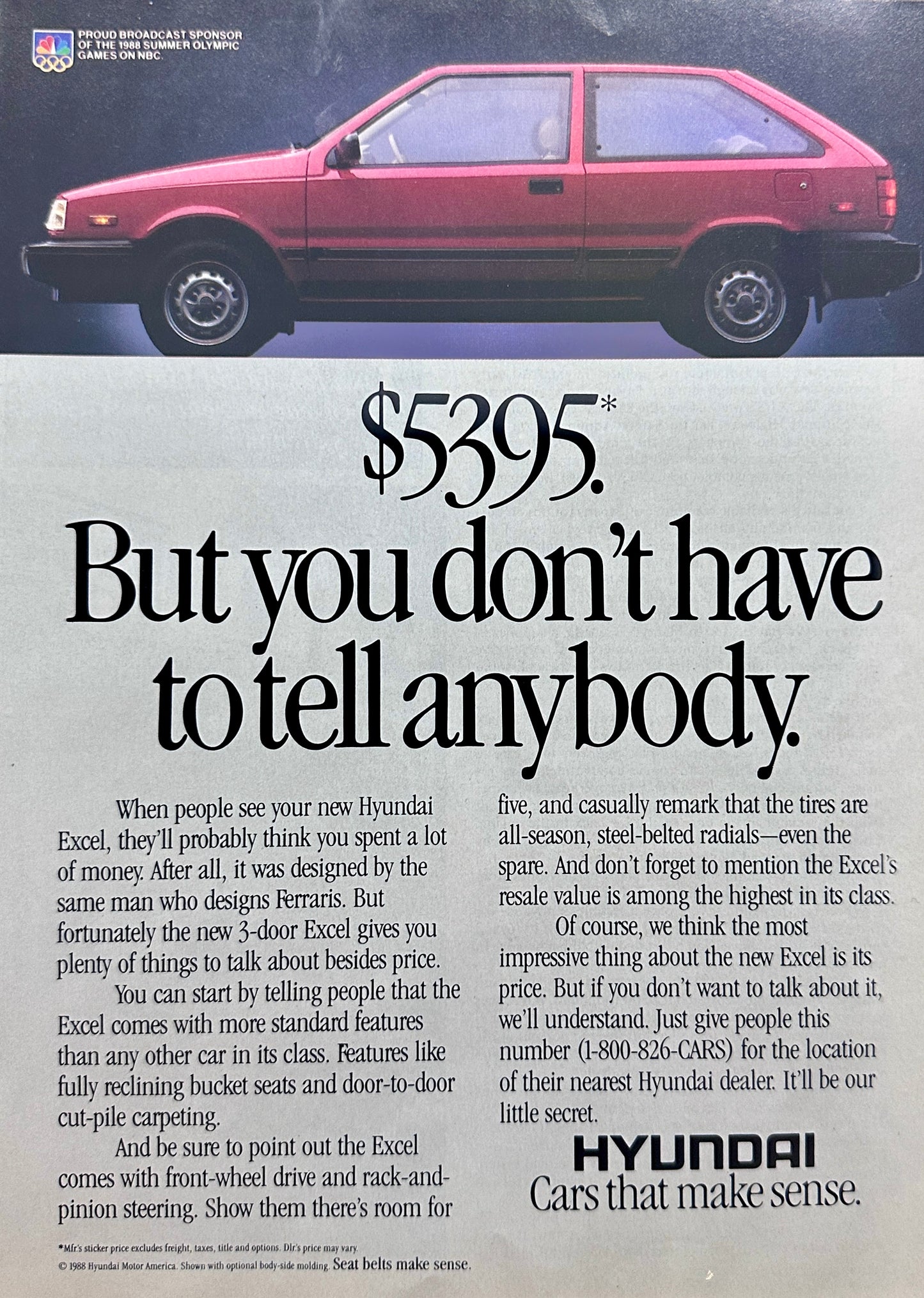 1988 Hyundai Excel 3-Door Wagon Vintage Ad