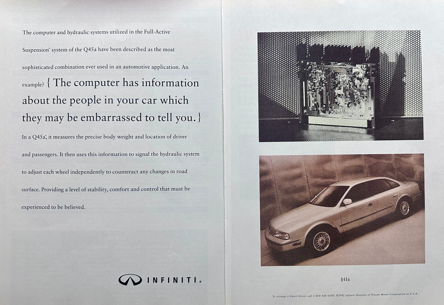 1992 Infiniti Q45 Luxury Sedan 2-Page Vintage Ad