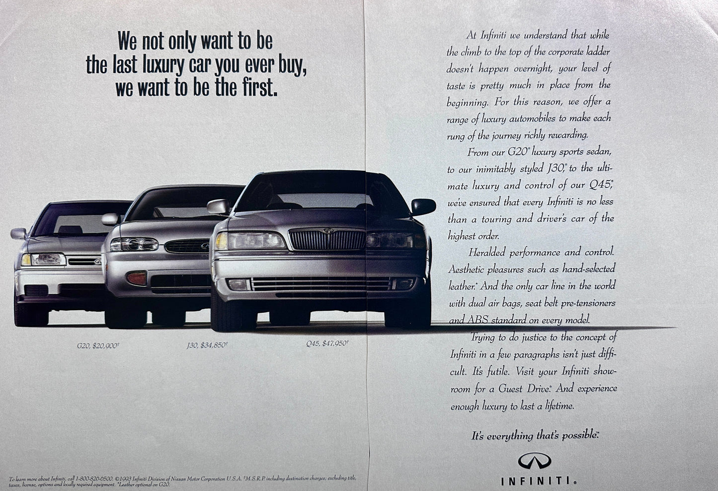 1993 Infiniti First & Last Luxury Car You'll Ever Buy - Vintage Ad