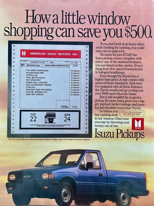 1989 Isuzu Standard Pickup - Window Shopping - Vintage Ad