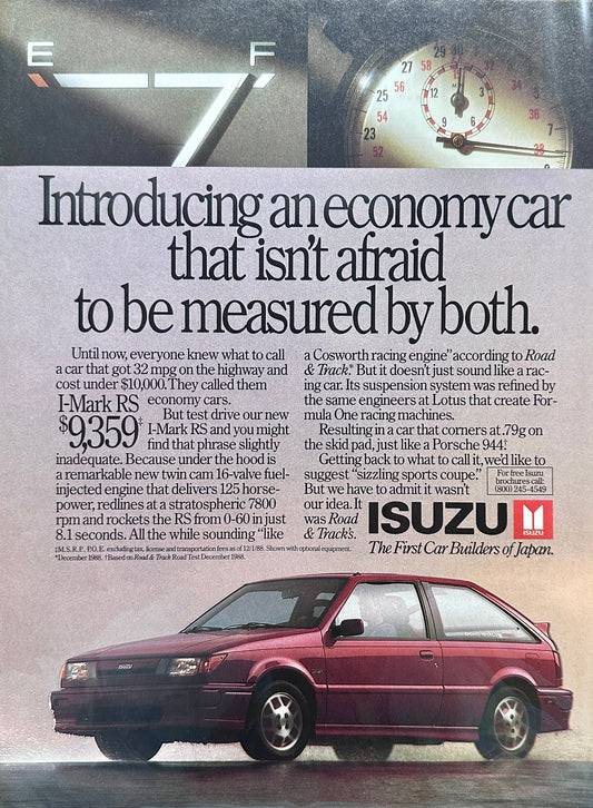 1989 Isuzu I-Mark RS 3-Door Hatchback Economy Car - Vintage Ad