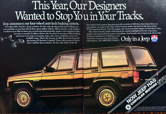 1988 2-Page Jeep Cherokee Limited Edition Vintage Magazine Ad