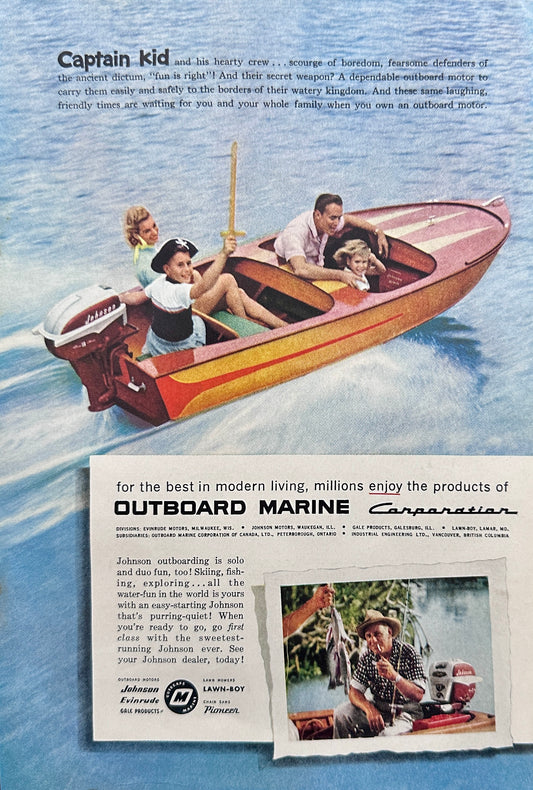 1957 Johnson Outboard Motor and Moore-McCormack Cruise Lines Vintage Ads