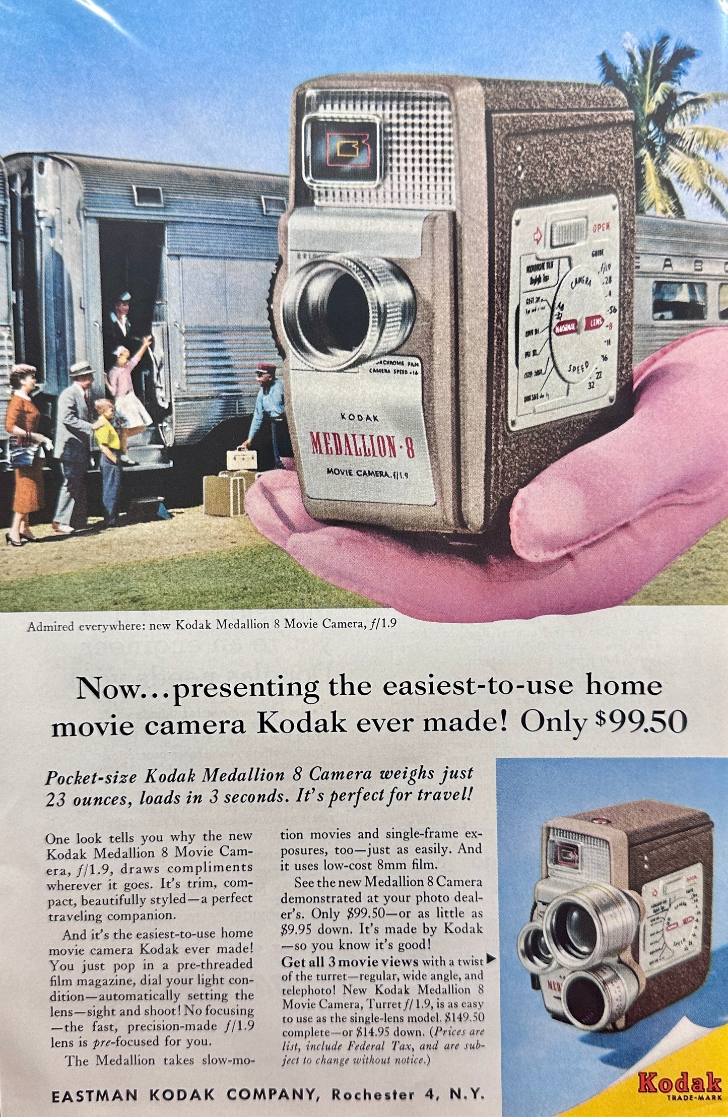 1957 Kodak Medallion - 8 Compact Movie Camera Vintage Ad