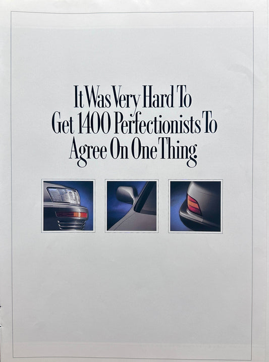 1989 Lexus LS400 Magazine Insert - 4-Fold Poster - 1400 Perfectionists