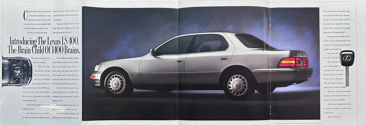 1989 Lexus LS400 Magazine Insert - 4-Fold Poster - 1400 Perfectionists