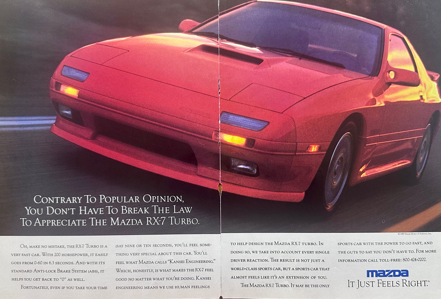 1989 Mazda RX-7 Turbo - Centerfold Vintage Ad