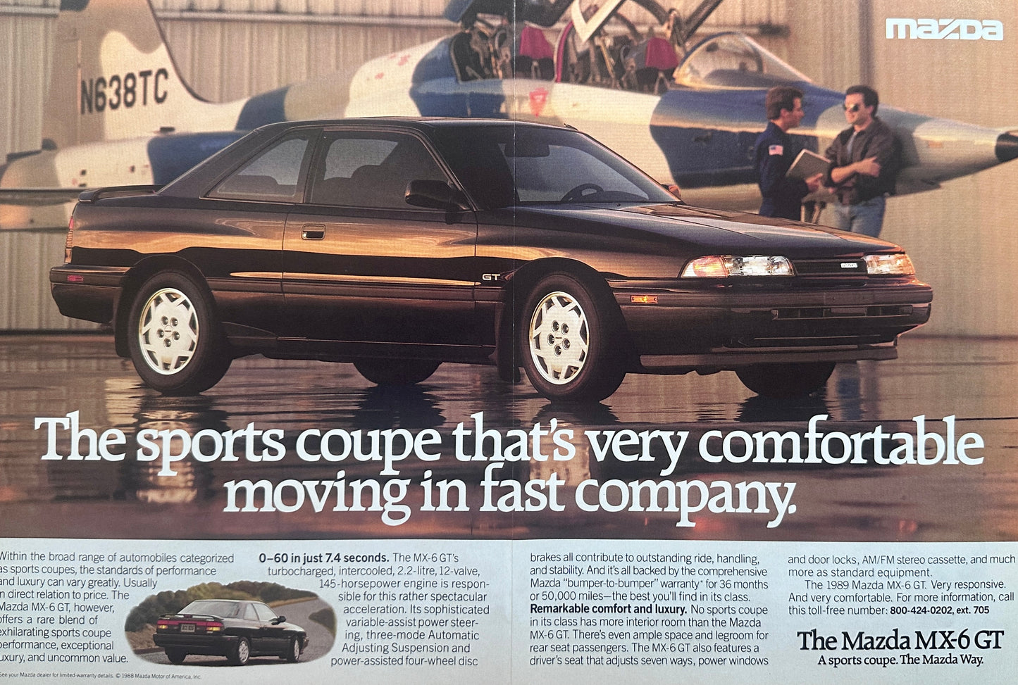 1989 Mazda MX-6 GT Centerfold Ad - Moving in Fast Company - Vintage Ad