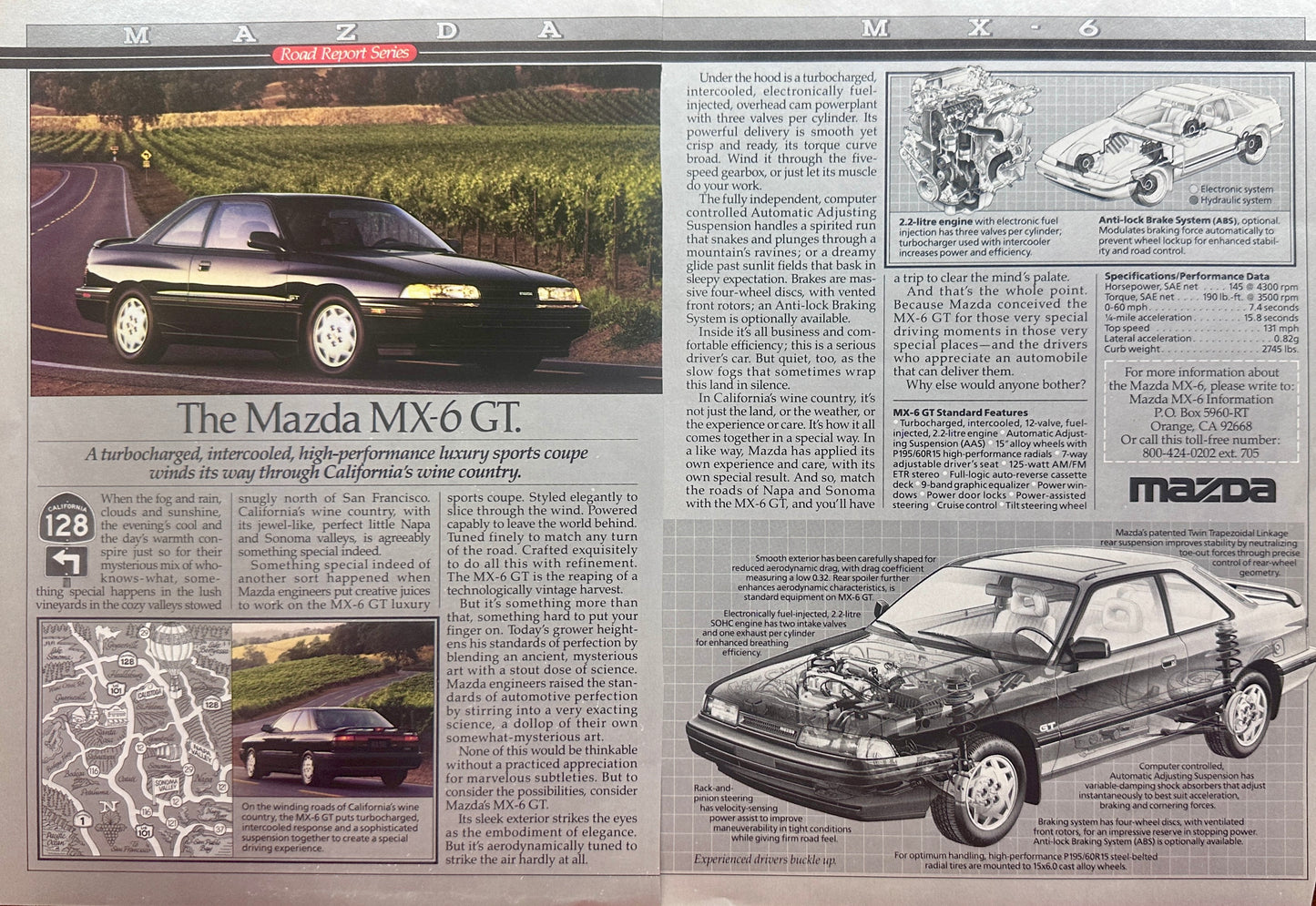 1988 Mazda MX-6 GT - High Performance Luxury Sports Coupe - 2-Page Ad