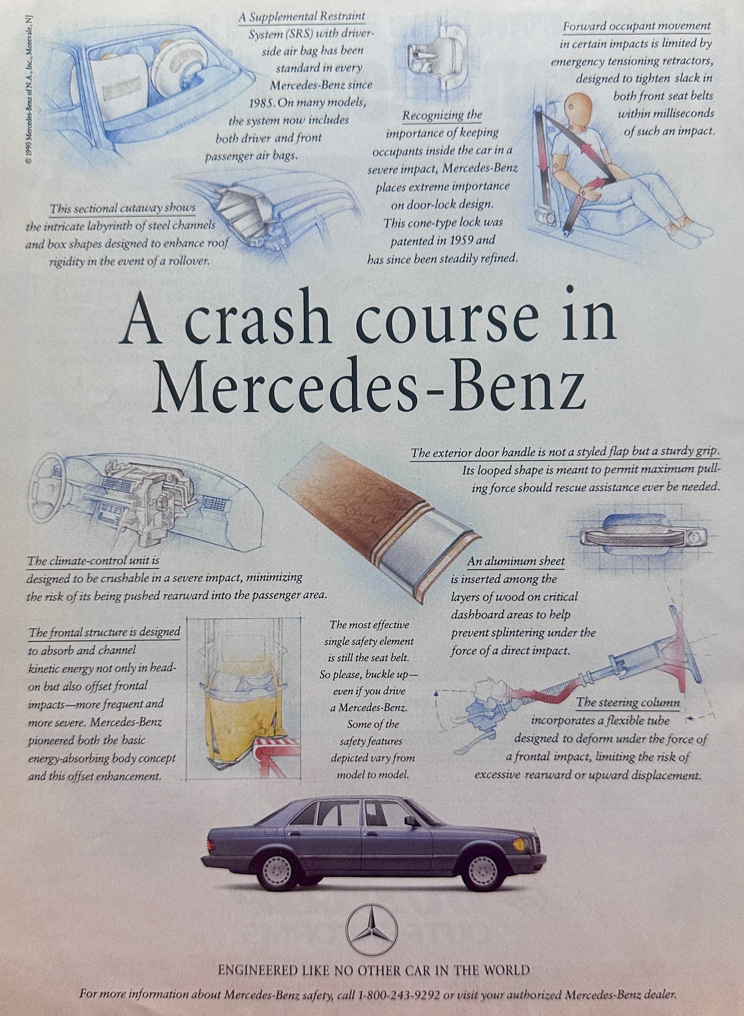 1990 A Crash Course in Mercedes Benz Vintage Ad