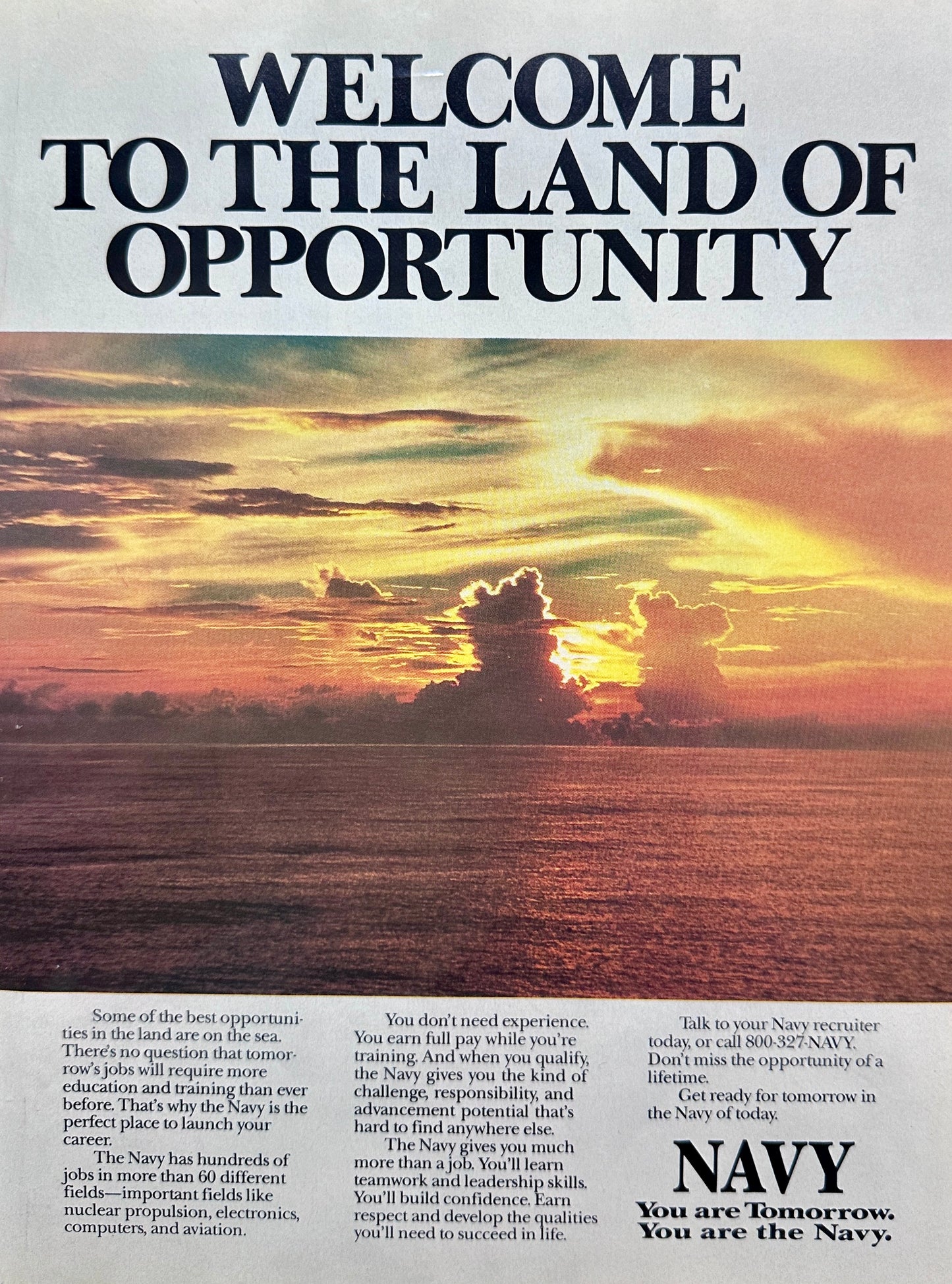 1988 Navy Recruitment Ad - Welcome to the Land of Opportunity