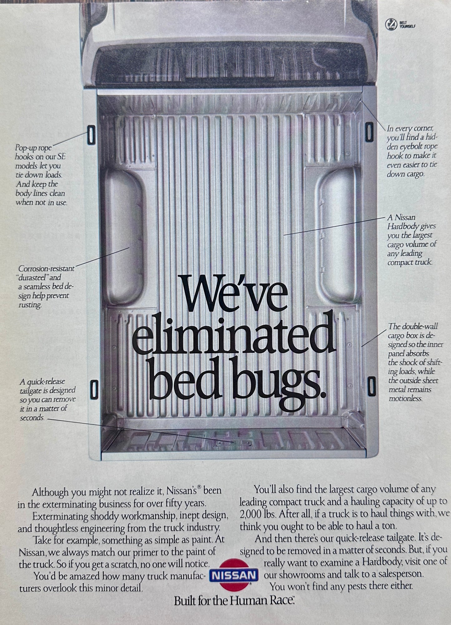 1988 Nissan Hardbody Pickup Truck - Eliminated Bed Bugs - Vintage Ad