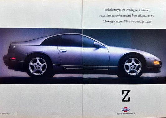 1990 Nissan 330 ZX 2-Page Ad When Everyone Zigs...Zag!