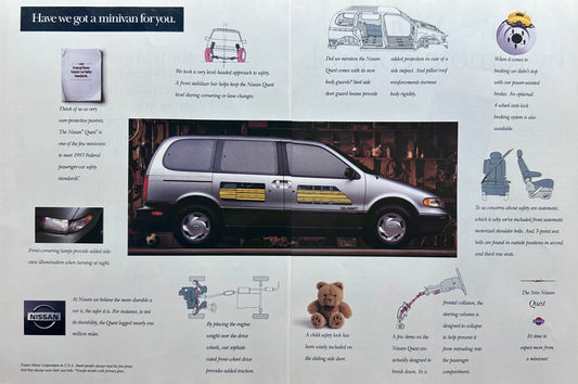 1992 Nissan Quest Minivan 2-Page Magazine Ad