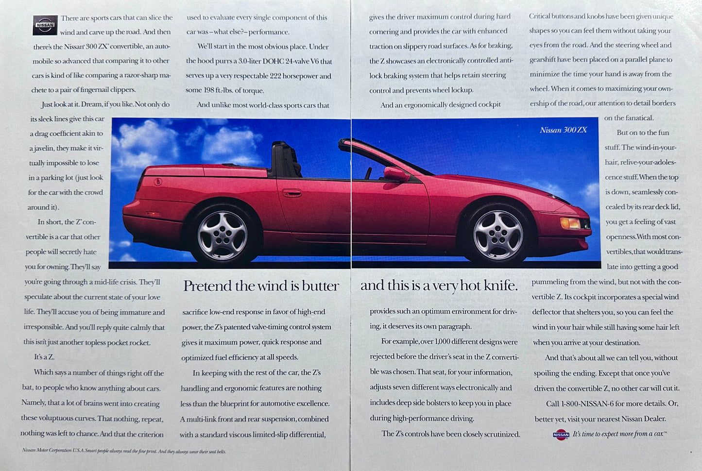 1993 Nissan 300 ZX 2-Page Vintage Ad -  The Wind is Butter