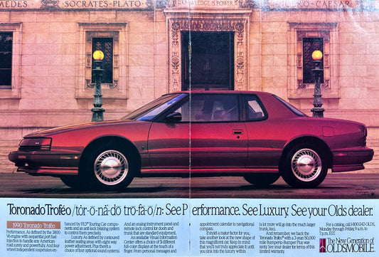 1989 Oldsmobile Toronado Trofeo V6 Engine 2-Page Magazine Ad