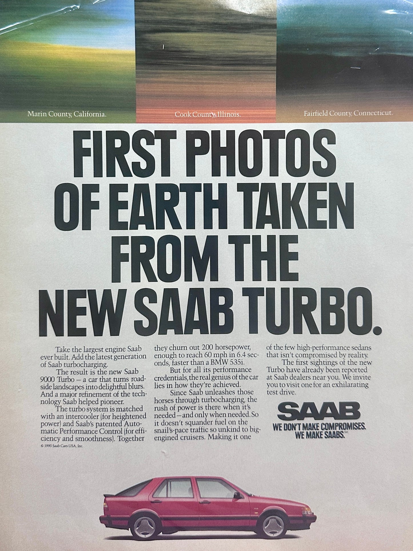 1990 SAAB 9000 - 1st Photos of Earth Taken from the New SAAB Turbo Vintage Ad