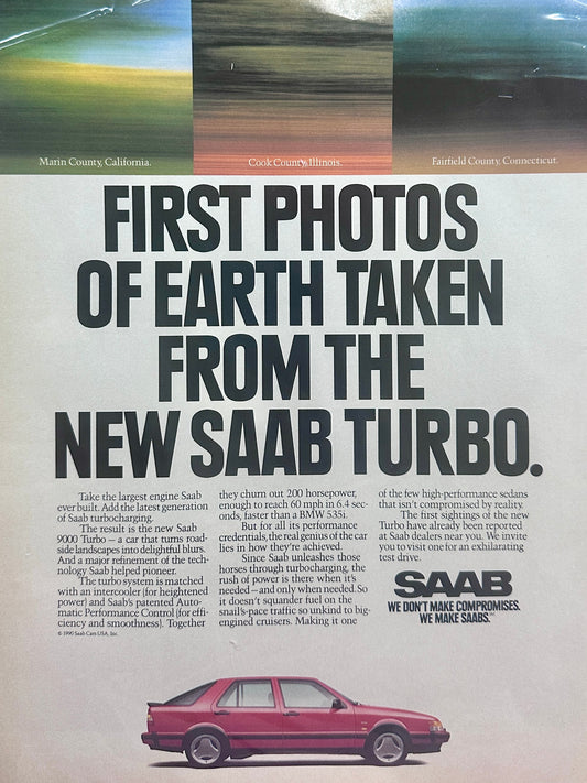 1990 SAAB 9000 - 1st Photos of Earth Taken from the New SAAB Turbo Vintage Ad