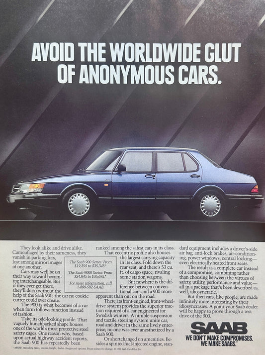 1992 Saab 900 Series  - Avoid The Worldwide Glut - Vintage Ad