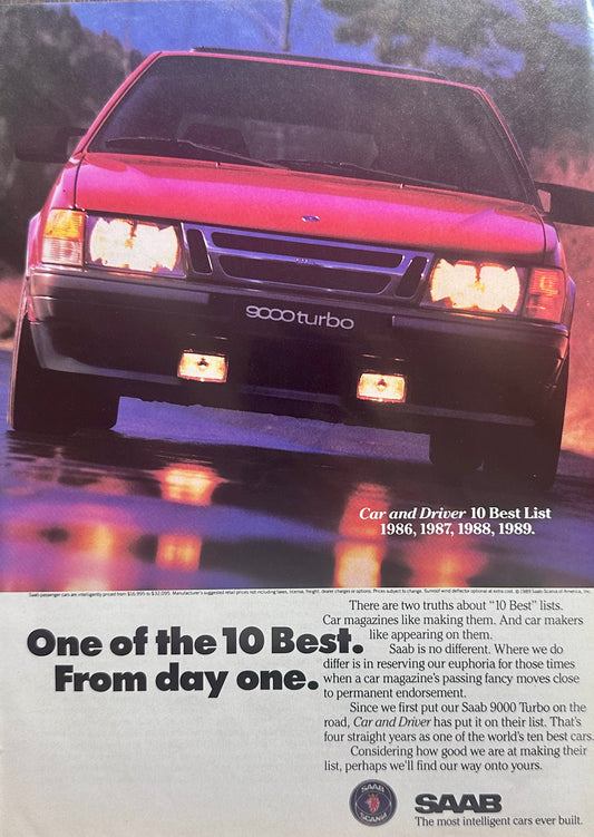 1989 Saab 9000 Turbo - One of the 10 Best From Day One - Vintage Ad